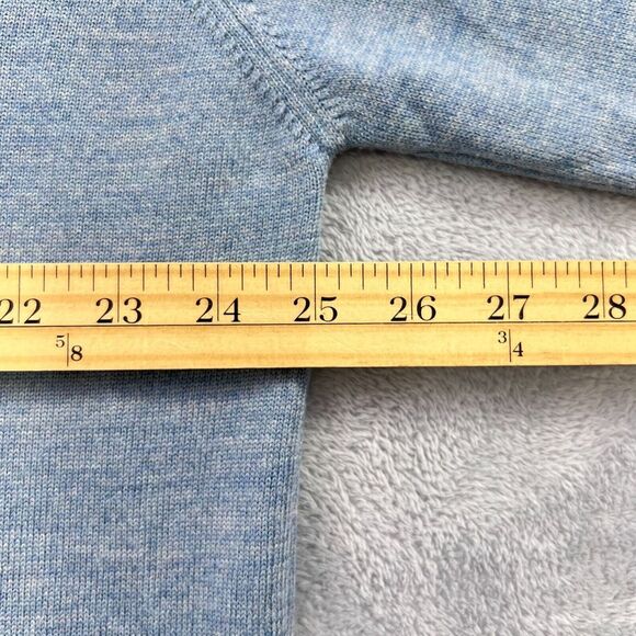 Toscano Sweater Mens XL Blue 100% Merino Wool Button Collar Academia Italy Made - Picture 6 of 8